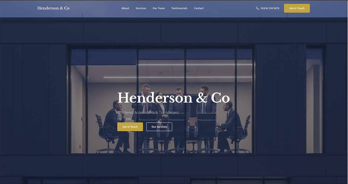 Professional Services website screenshot