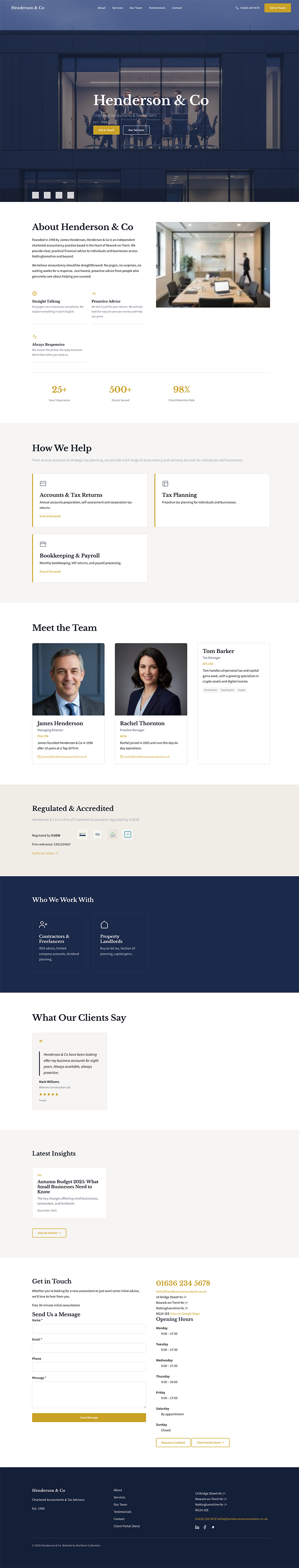 Professional Services website example on mobile