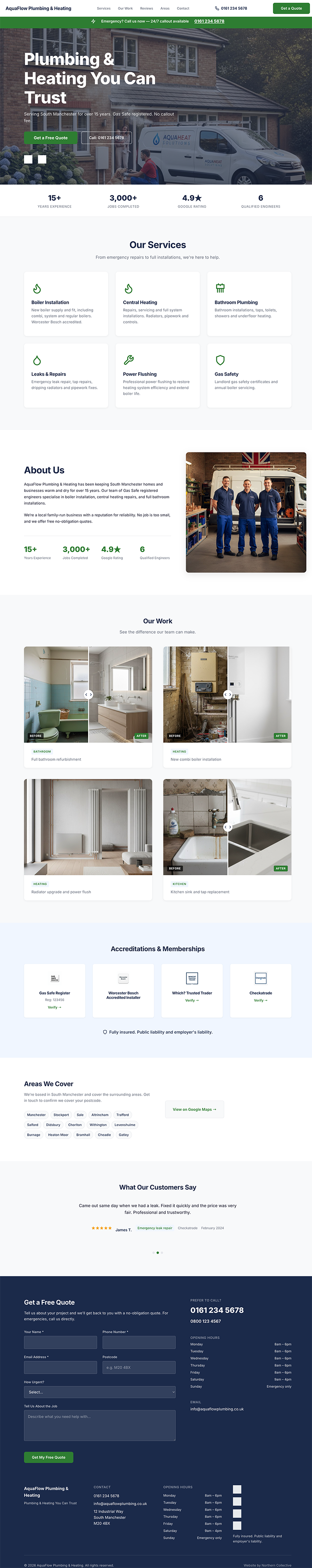 Trades & Construction website example on mobile